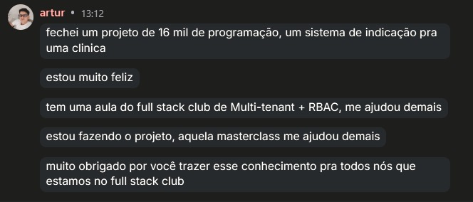Depoimento de artur: fechou um projeto de 16 mil em programação